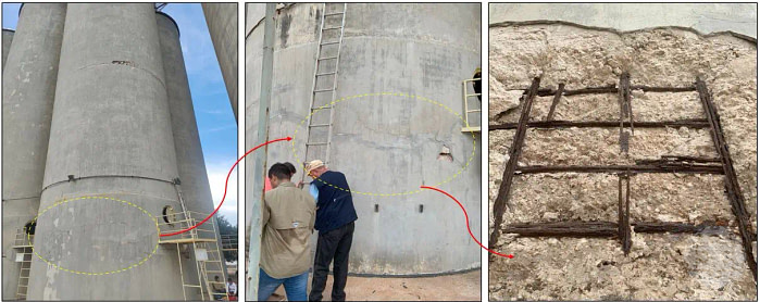 Figura2_Irregularidades evidenciadas en el la parte inferior de los silos Irregularidades evidenciadas en el la parte inferior de los silos