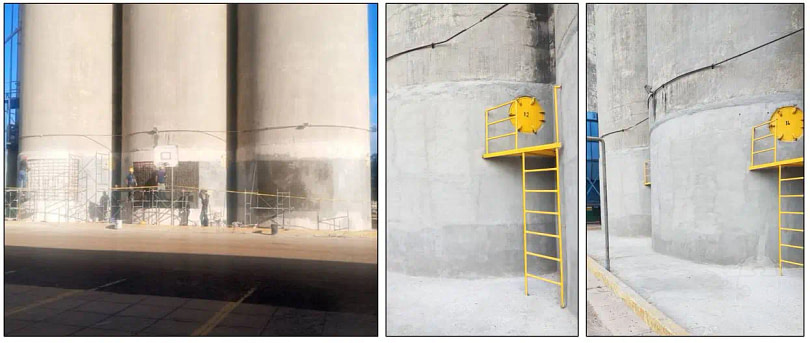 Batería de 6 silos de concreto armado ya reparados